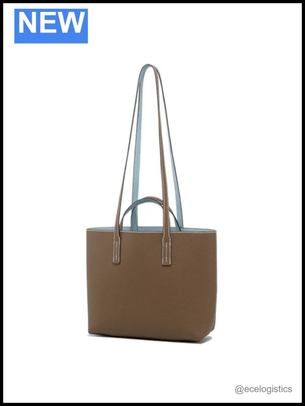 Reversible Genuine Leather Tote Bag 2-in-1 Women Shoulder Handbag Double Side